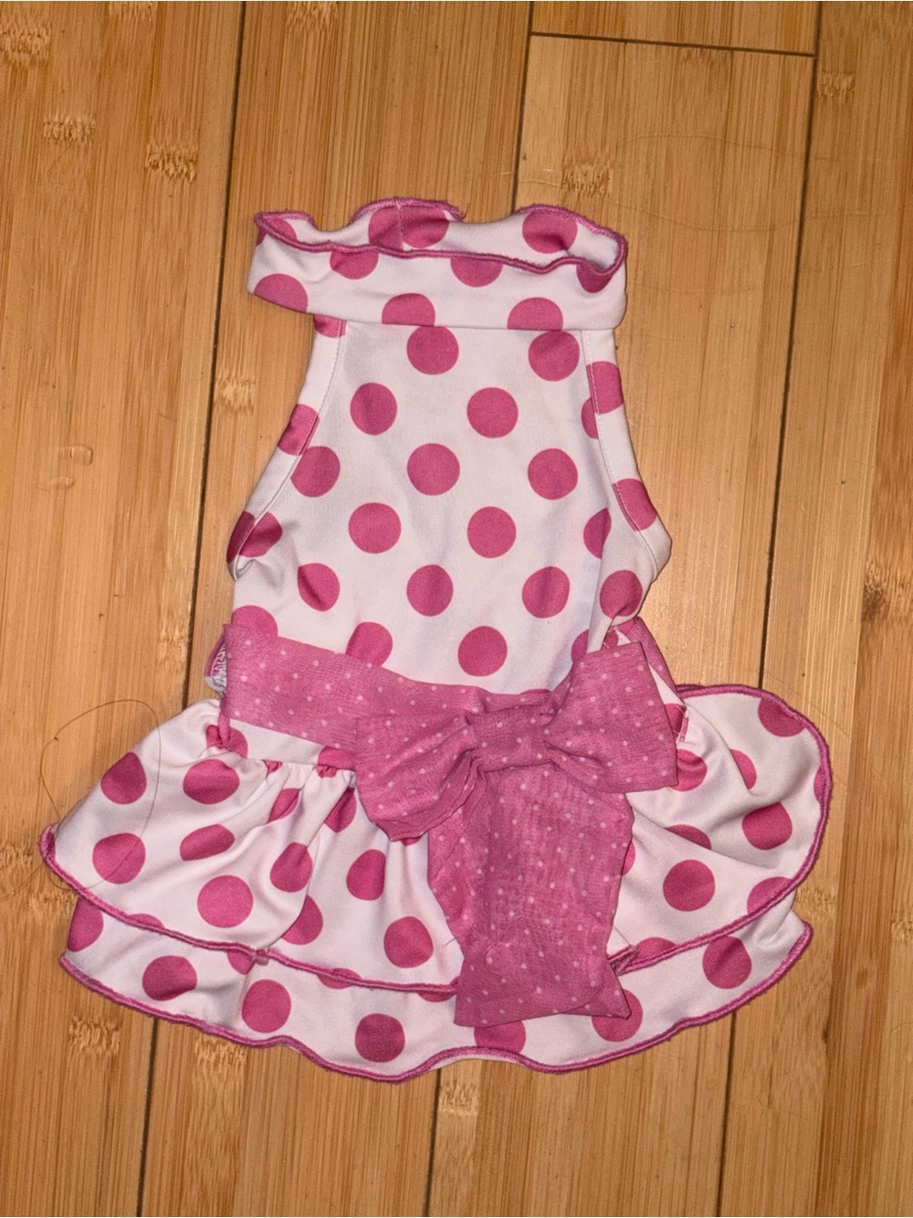 Pink Polka Dot Ruffle Dog Dress with Bow